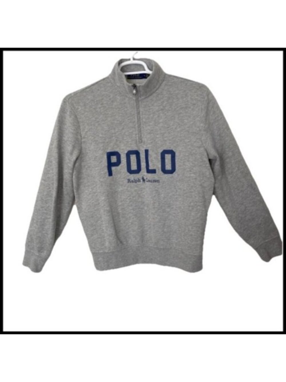 Ralph Lauren Spell Out Polo Sweatshirt M 1/4 Zip Sweater Pullover Preppy Outdoor